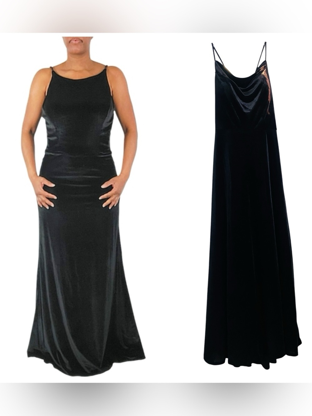 Morilee Madeline Gardner Black Velvet Maxi Dress Size 20